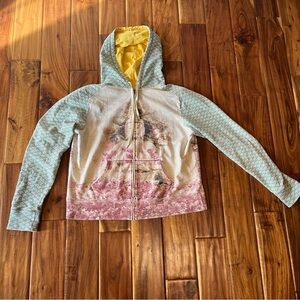 rare Y2K Lucky Brand Buddha Graphic Design Hoodie